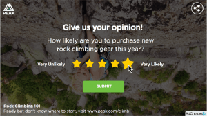 Survey engagement card for Peak