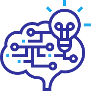 Icon of a brain with circuits inside