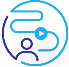 Icon of a winding path with a play button in the middle