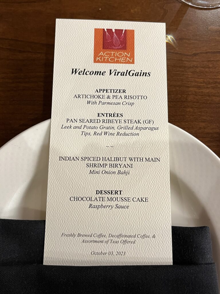 A sample menu customized for ViralGains